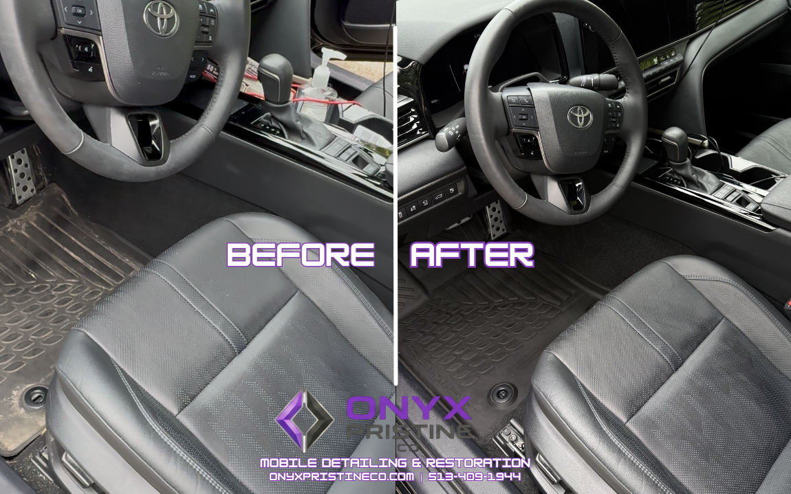 Toyota interior floor mats and seats before and after detail — Onyx Pristine Co.